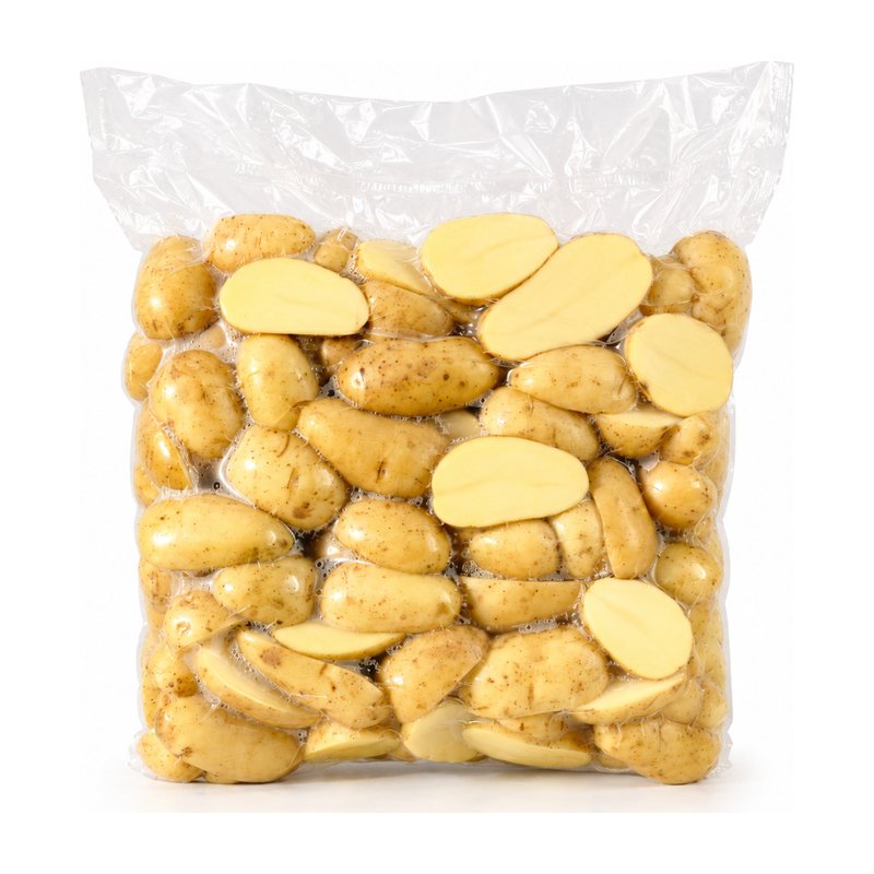 Hand-cut halved potatoes